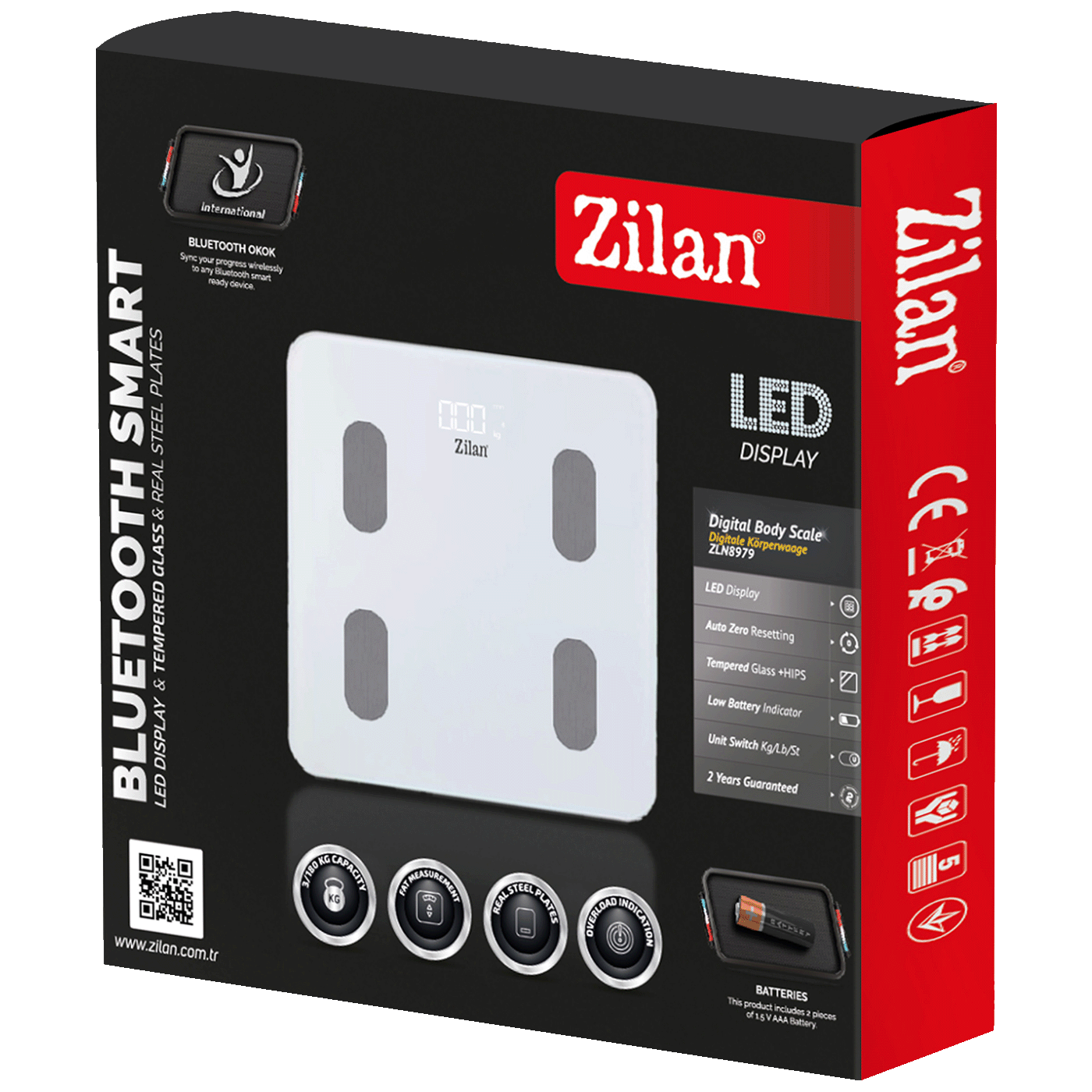 Zilan Pametna vaga, tjelesna, do 180 kg, LED zaslon, Bluetooth - ZLN8979