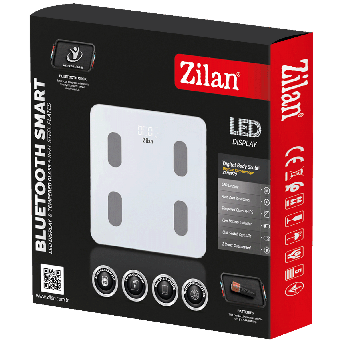 Zilan Pametna vaga, tjelesna, do 180 kg, LED zaslon, Bluetooth - ZLN8979