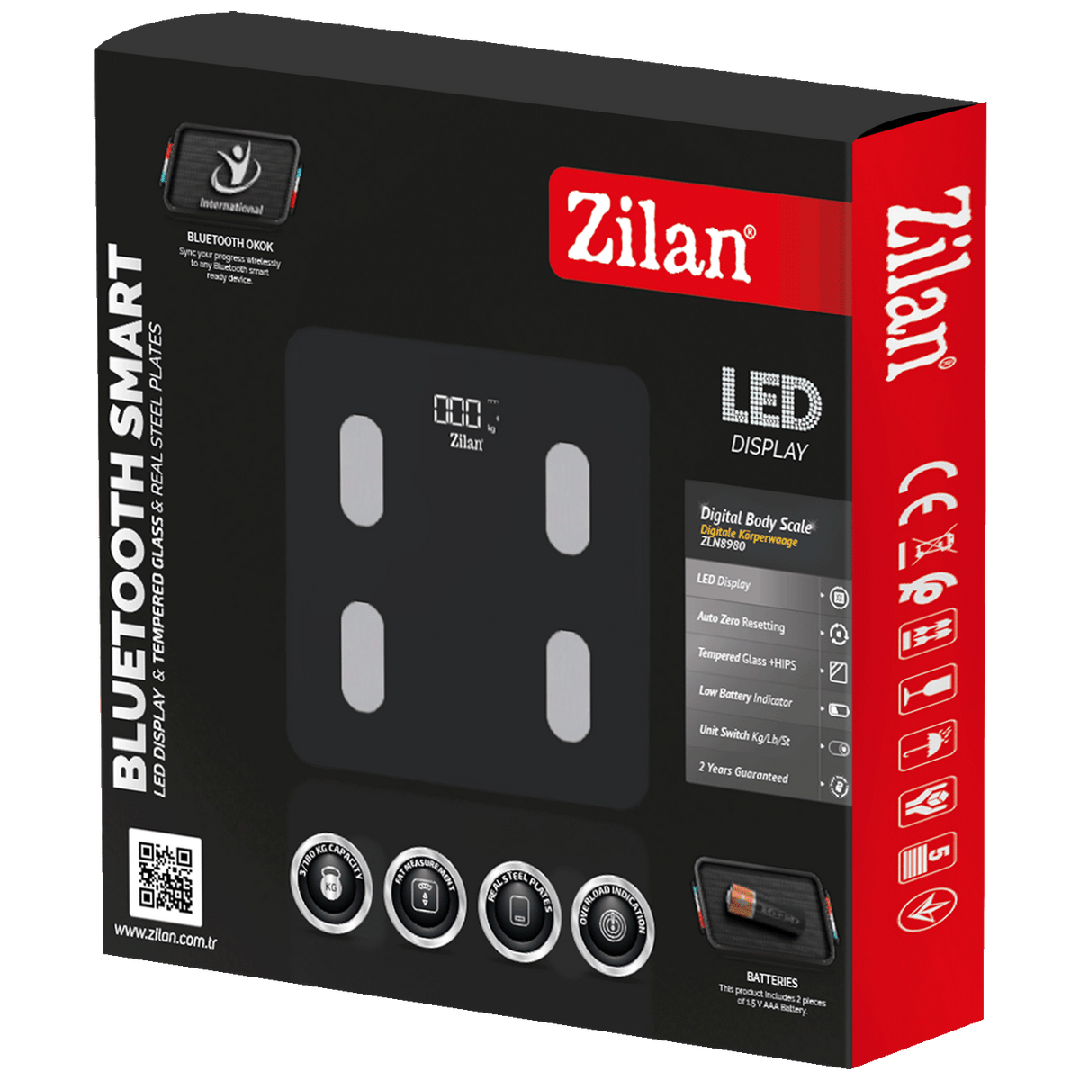 Zilan Pametna vaga, tjelesna, do 180 kg, LED zaslon, Bluetooth - ZLN8980
