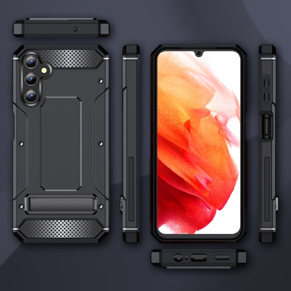 Techsuit – Hybrid Armor Kickstand zaštitna maska za Samsung Galaxy A14 4G / A14 5G – crna