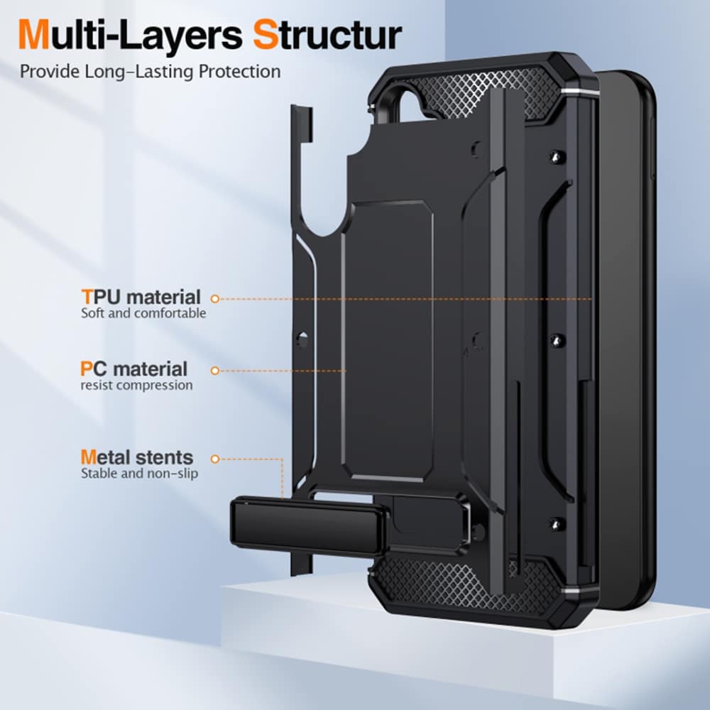 Techsuit – Hybrid Armor Kickstand zaštitna maska za Samsung Galaxy A14 4G / A14 5G – crna
