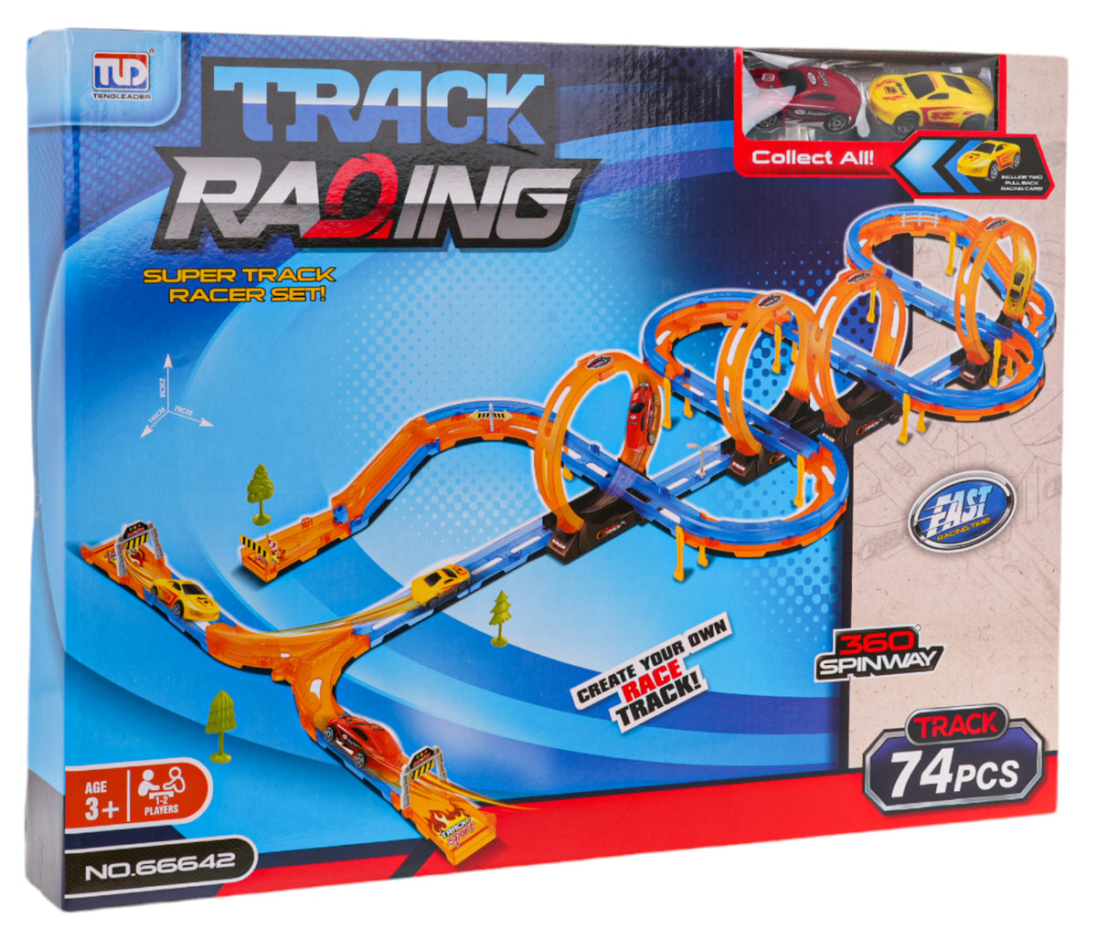 Staza za autiće MEGA Race Track - 74 kom - šarena