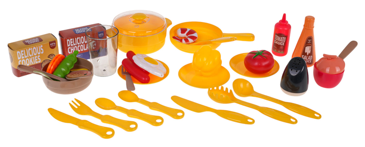 Dječja kuhinja za igru Kitchenette sasvjetlosnim - 43 elemenata - roza