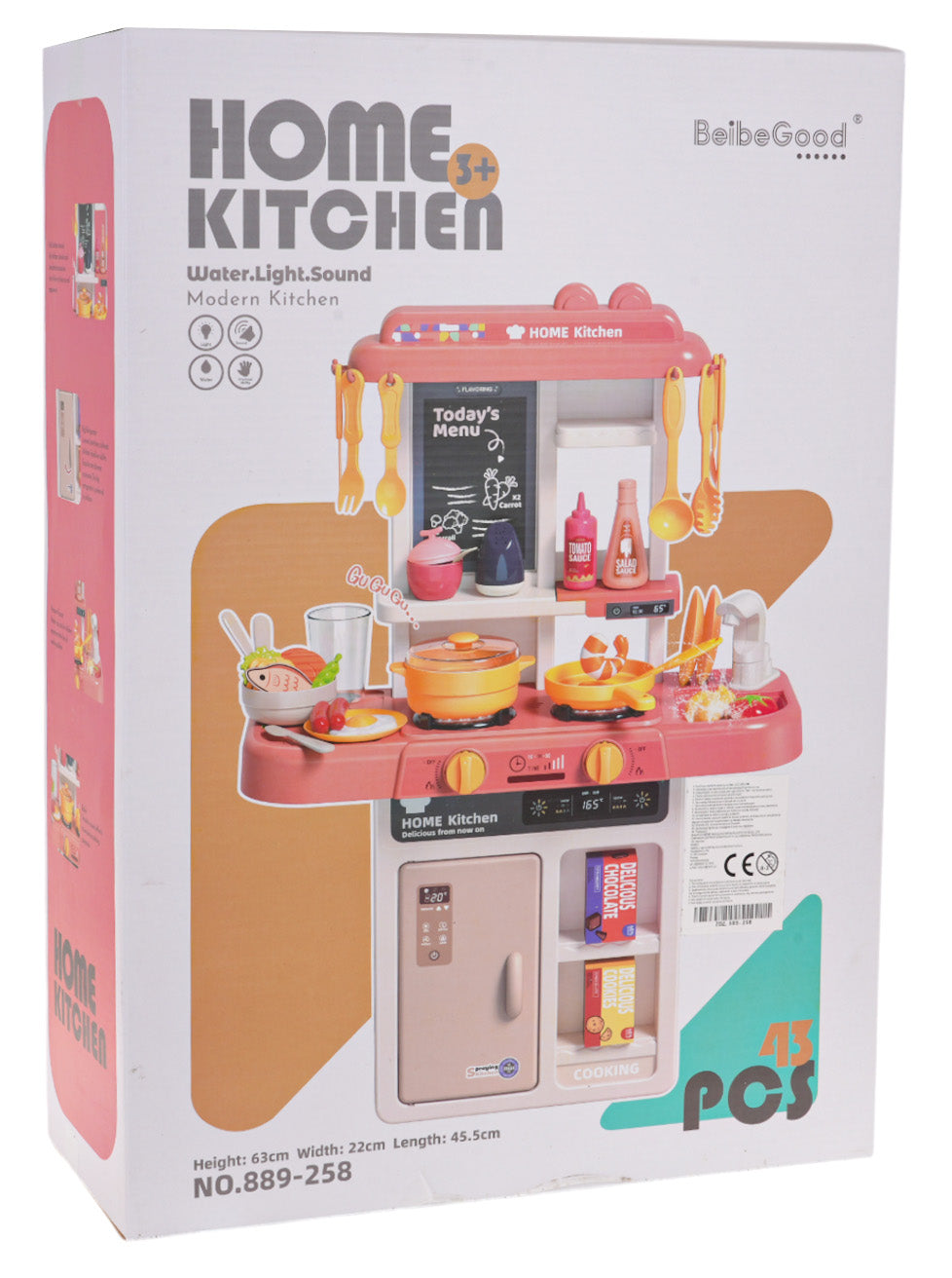Dječja kuhinja za igru Kitchenette sasvjetlosnim - 43 elemenata - roza