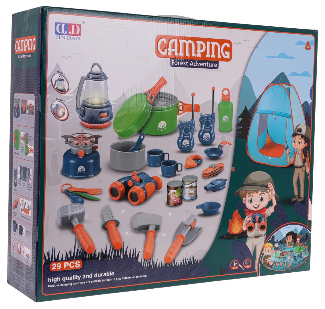 Dječji šator za igru MEGA Camping + rekviziti za kampiranje