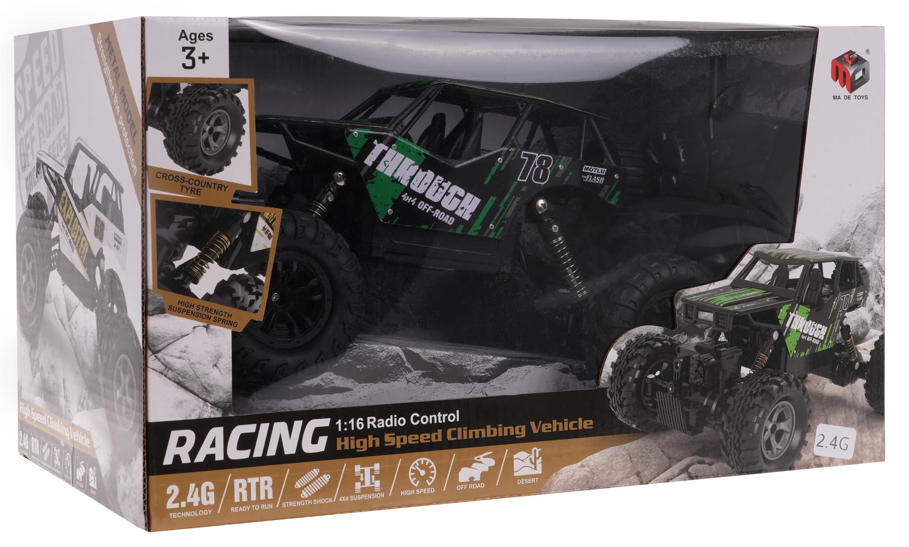 Buggy na daljinsko upravljanje 1:16 Racing 78 R/C - crno/zeleni