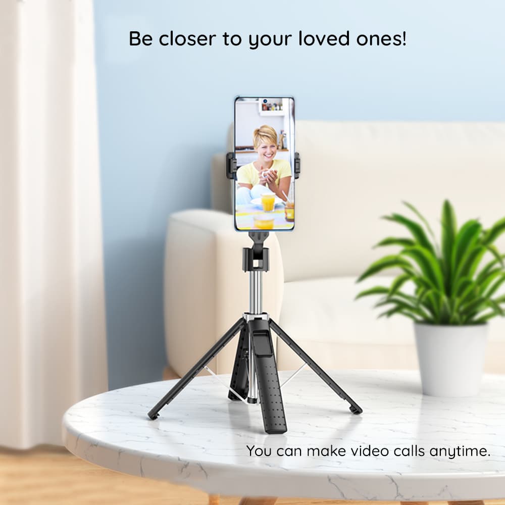 Hoco - Selfie Stick Wave (K18) s bežičnim Bluetooth daljinskim upravljačem i 4 noge- 97 cm - crni