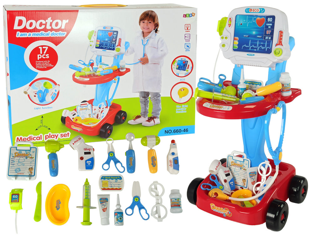 Set medicinskih rekvizita na kolicima - 17 elemenata