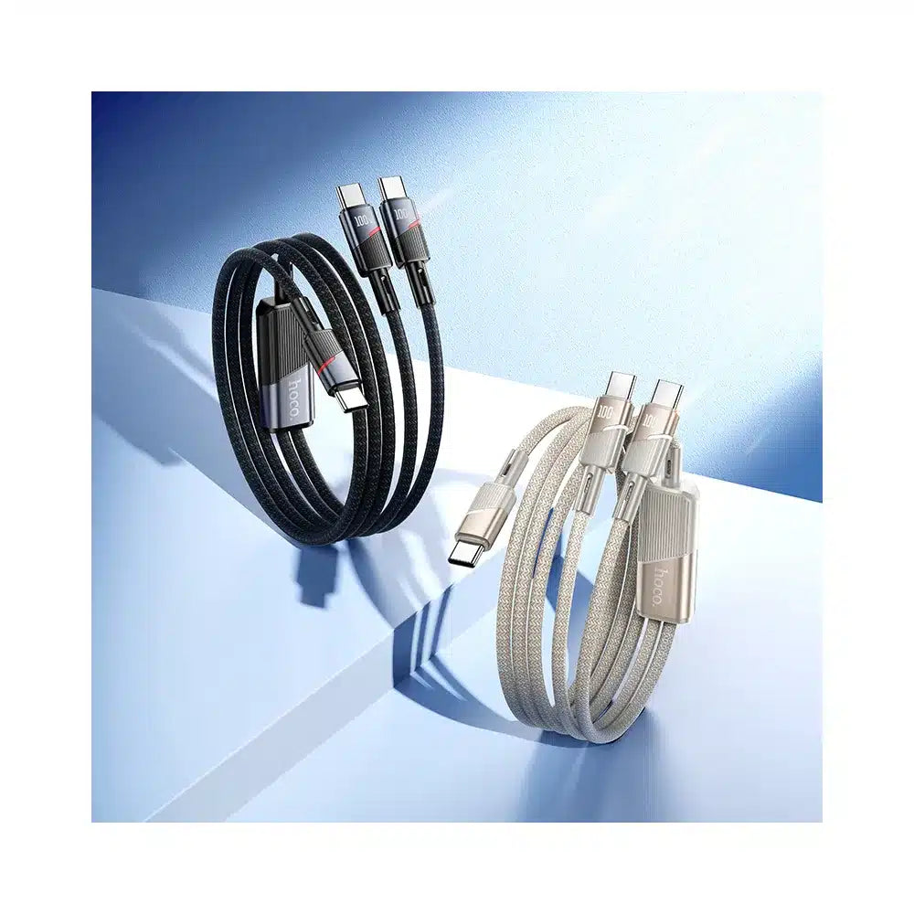 2u1 USB C na USB C / USB C kabel Hoco 5A 100W 120 cm U139 crni