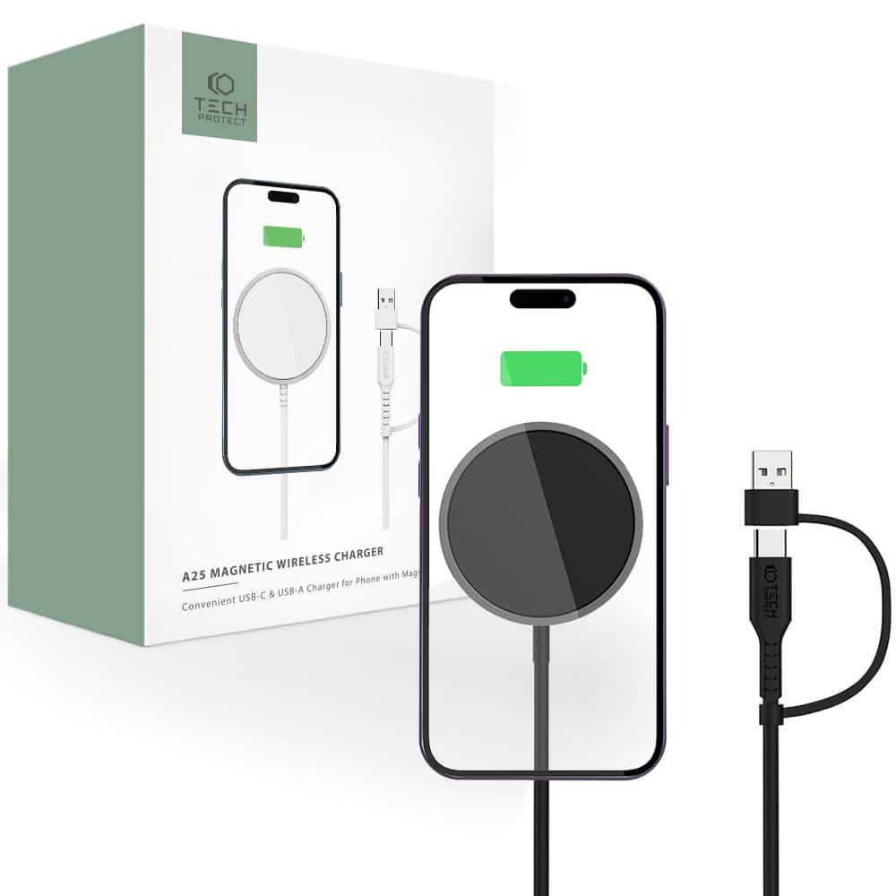 TECH-PROTECT QI15W-A25 MAGNETNI MAGSAFE BEŽIČNI PUNJAČ CRNI