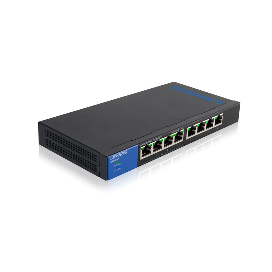 Linksys LGS108P Neupravljano L2 Gigabit Ethernet (10/100/1000) Podrška za napajanje putem Etherneta (PoE) Crno