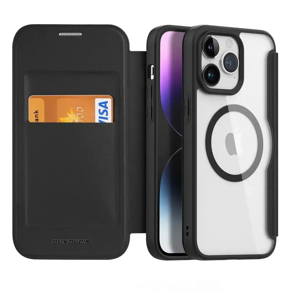 DUX DUCIS Skin X Pro – MagSafe kompatibilna preklopna torbica za Apple iPhone 15 Pro crna