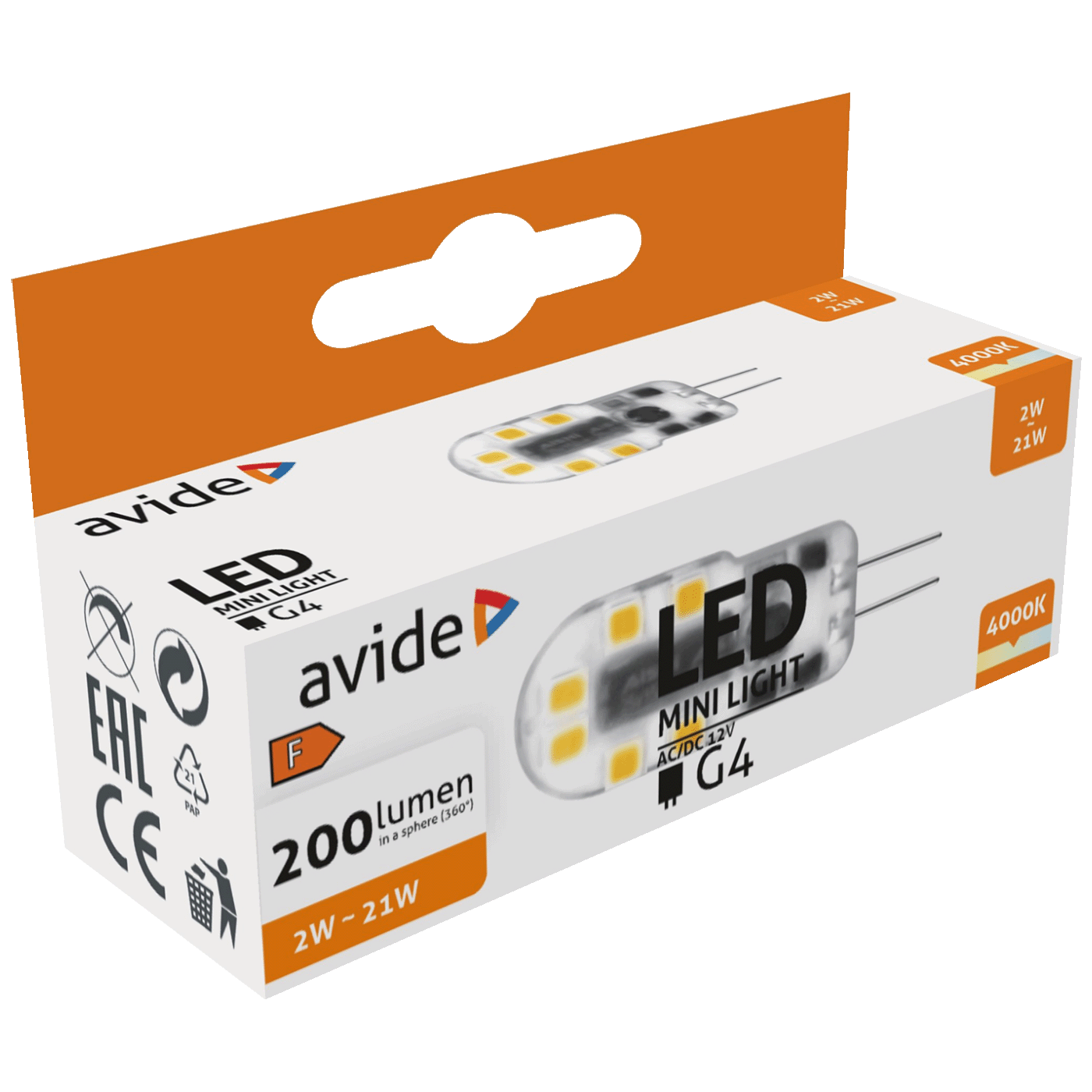 Avide Žarulja, G4, LED 2W, 4000K, 12V DC, bijela svjetlost - ABG4NW-2W-B