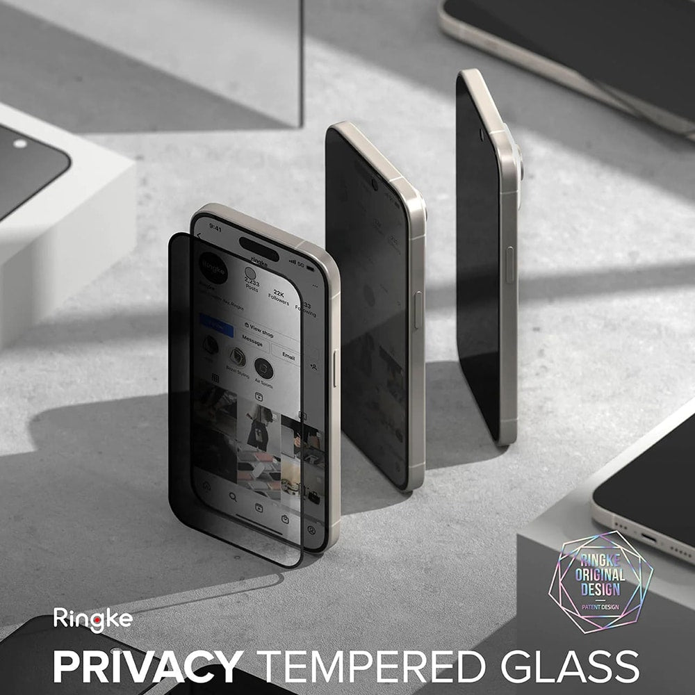Ringke Cover Display ID Glass kaljeno staklo za iPhone 16 / iPhone 15 -Privacy