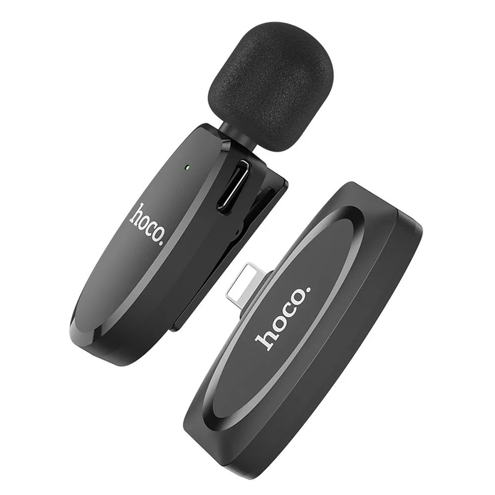 HOCO bežični lavalier mikrofon za iPhone Lightning 8-pin L15 crni