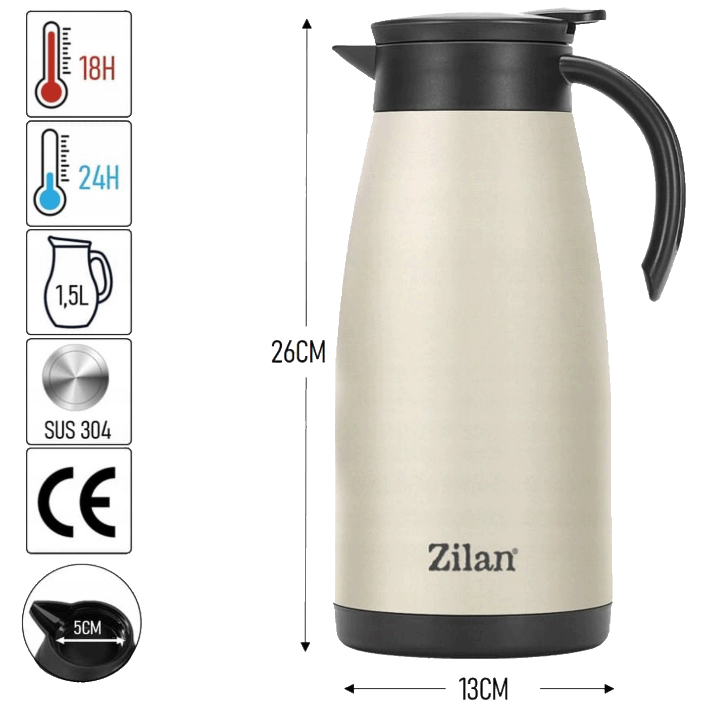 Zilan Termos boca, 1500 ml - ZLN0783