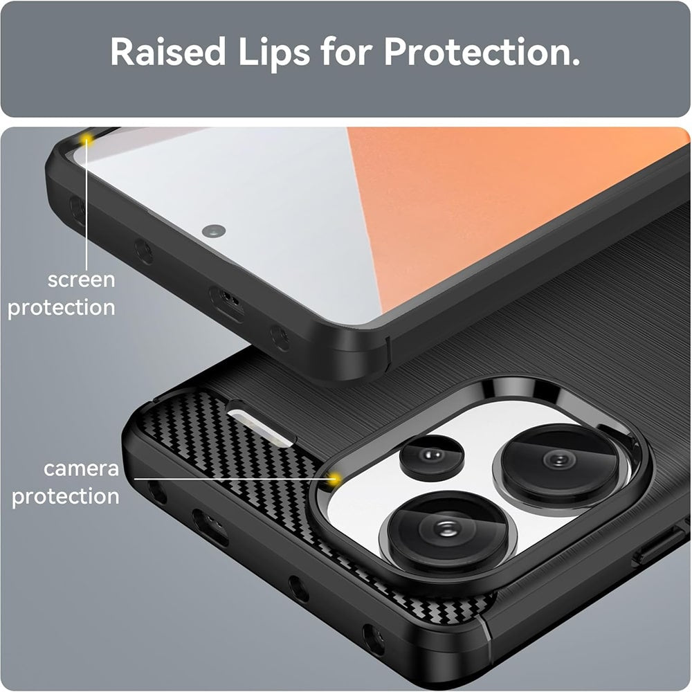 Techsuit Carbon Silicone maska za Xiaomi Redmi Note 13 Pro+ 5G – crna