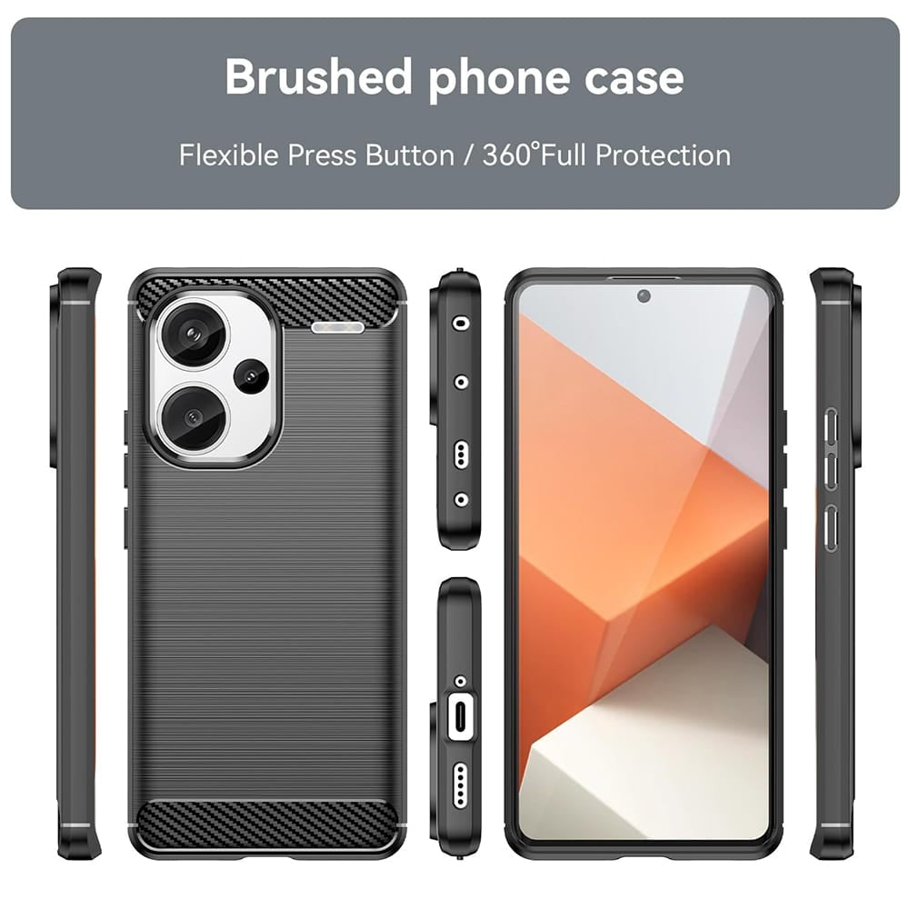 Techsuit Carbon Silicone maska za Xiaomi Redmi Note 13 Pro+ 5G – crna