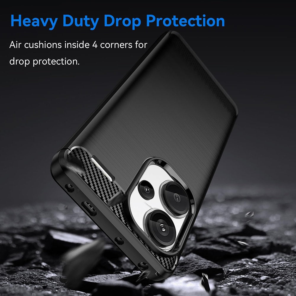 Techsuit Carbon Silicone maska za Xiaomi Redmi Note 13 Pro+ 5G – crna