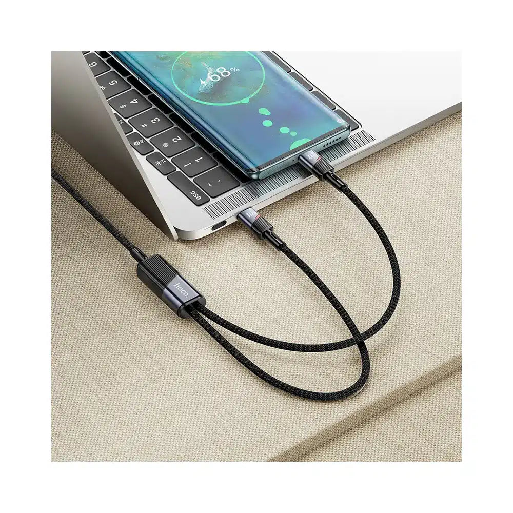2u1 USB C na USB C / USB C kabel Hoco 5A 100W 120 cm U139 crni