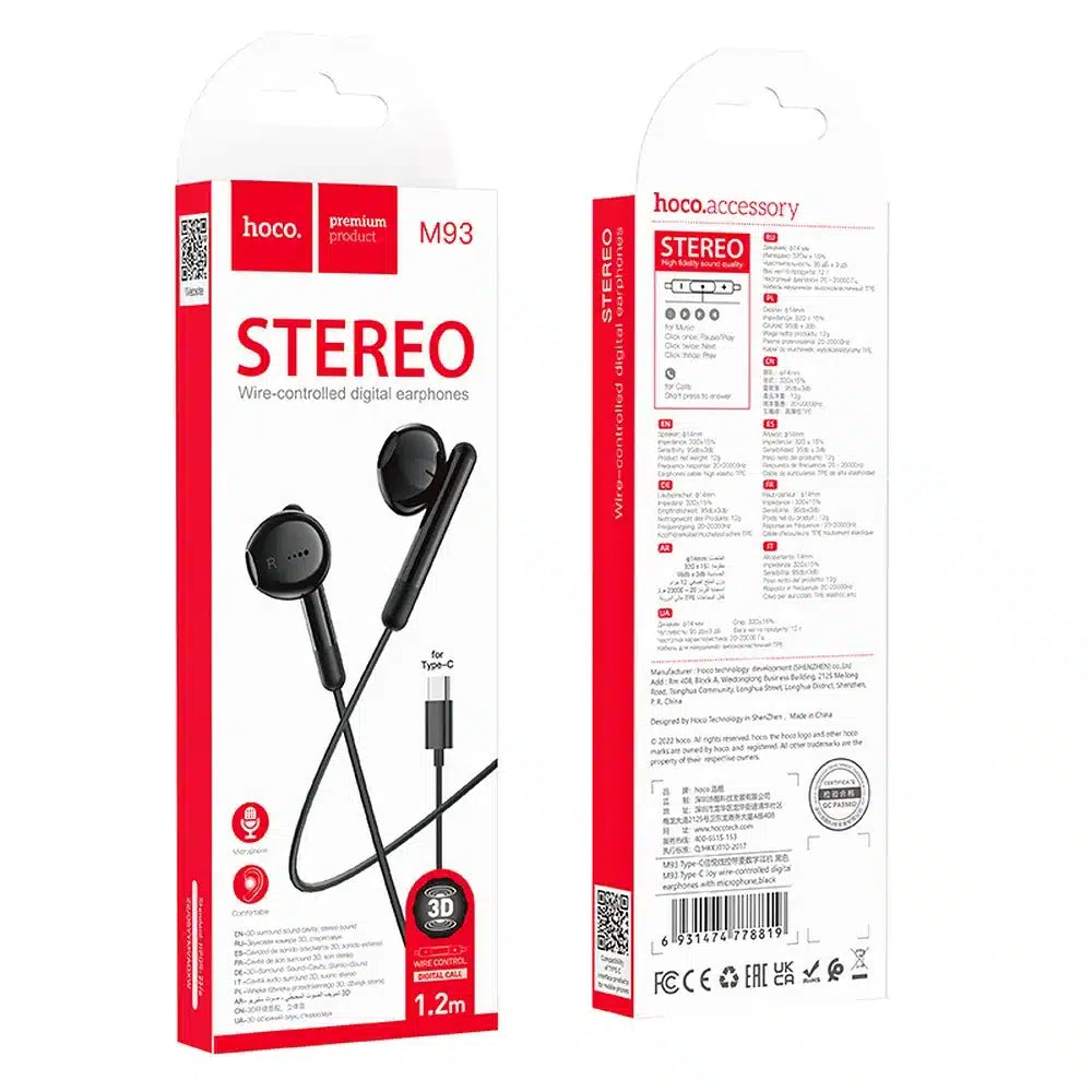 HOCO slušalice / in-ear slušalice Type C M93 crne