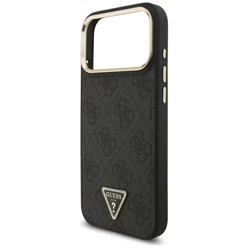 GUESS maskica za IPHONE 17 Pro kompatibilna s MagSafe (4G PU s trokutastim logotipom) zlatno-crna