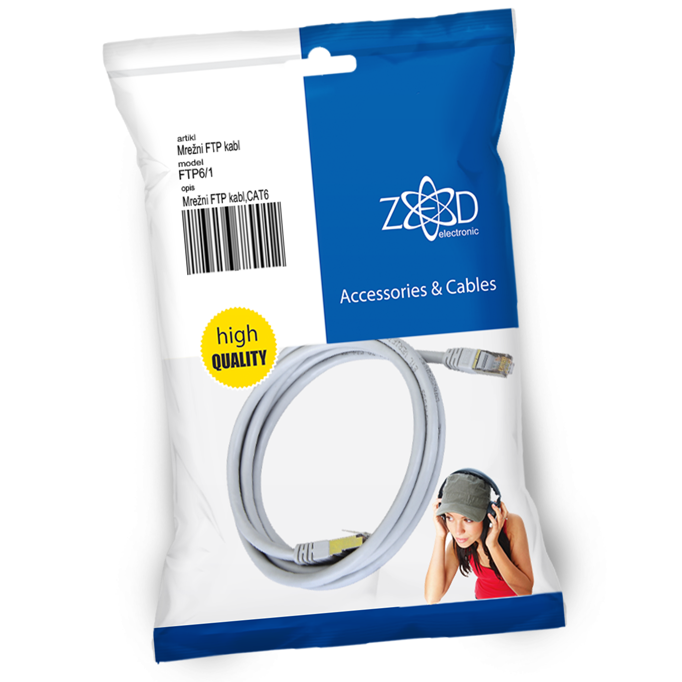 ZED electronic Mrežni FTP kabel, CAT6, 1 met - FTP6/1