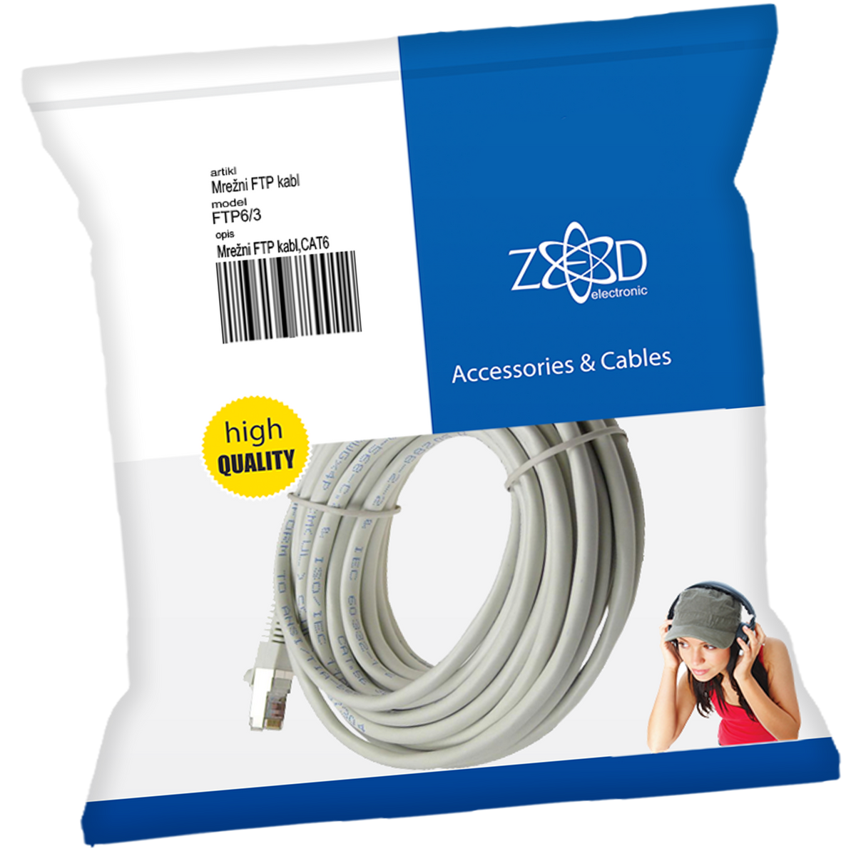 ZED electronic Mrežni FTP kabel, CAT6, 1 met - FTP6/1