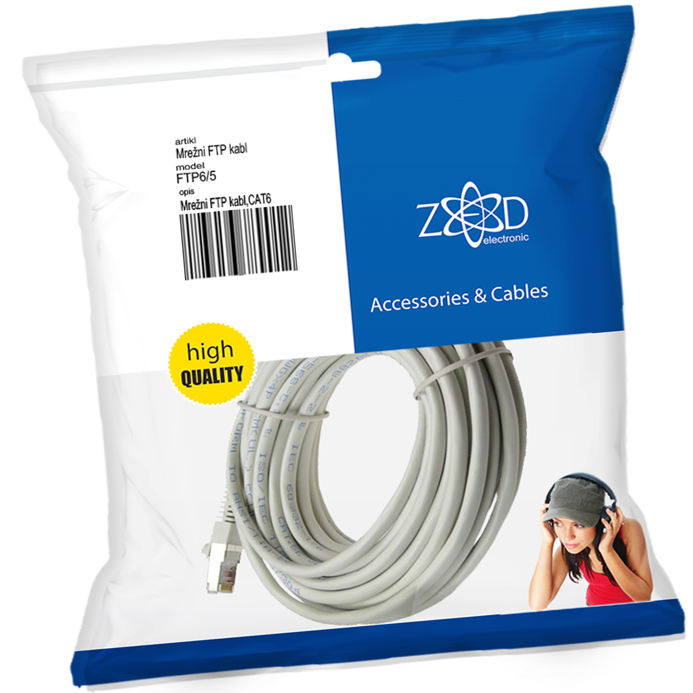 ZED electronic Mrežni FTP kabel, CAT6, 1 met - FTP6/1