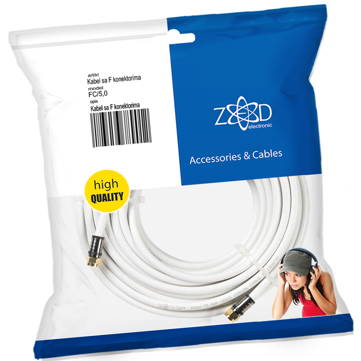 ZED electronic Antenski kabel sa F - konektorima, 5.0 met - FC/5,0