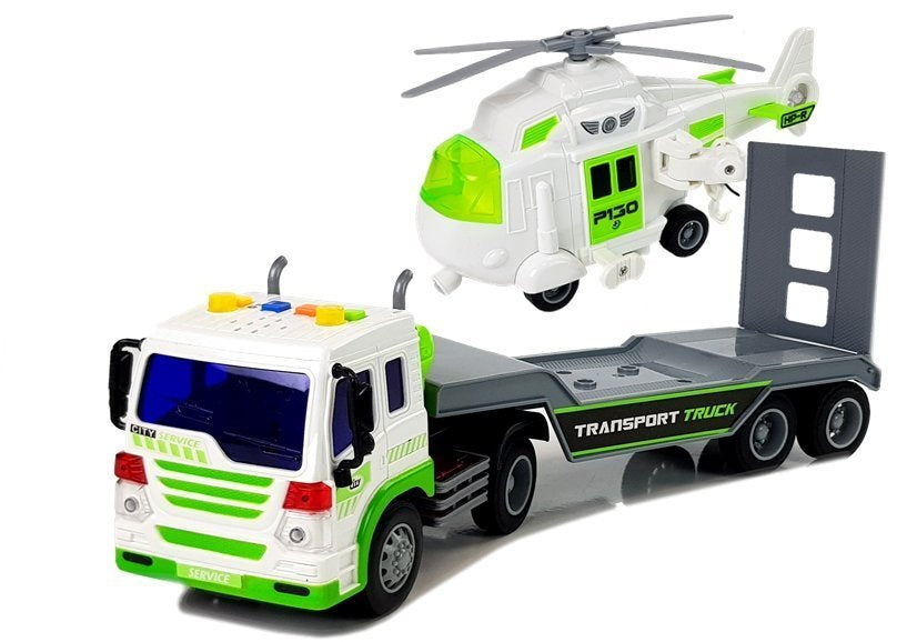 Automobil na baterije s helikopterom u mjerilu 1:16 - zeleno/bijeli