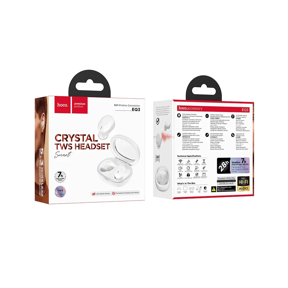 HOCO bežične / bluetooth stereo slušalice TWS Smart true EQ3 bijele