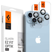 SPIGEN OPTIK.TR EZ FIT ZAŠTITNO KALJENO STAKLO ZA KAMERU 2-KOM ZA IPHONE 14 / 14 PLUS/ 15 / 15 PLUS CRNO
