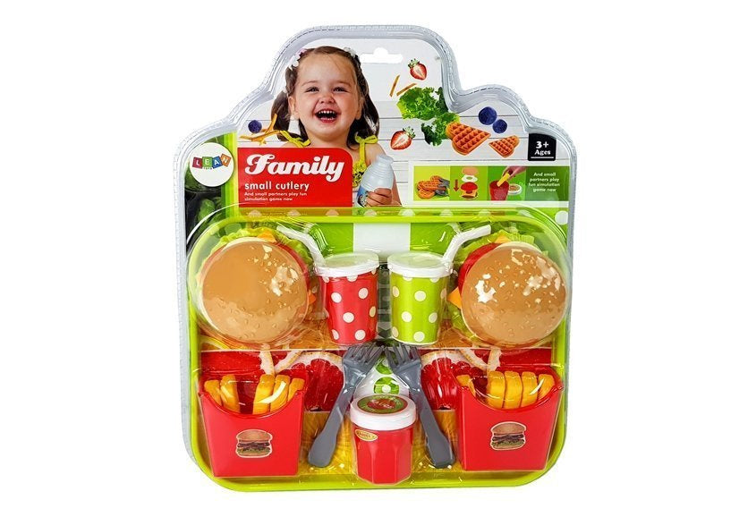 Set Hamburgera i pomfrita sa pladnjom - crveni