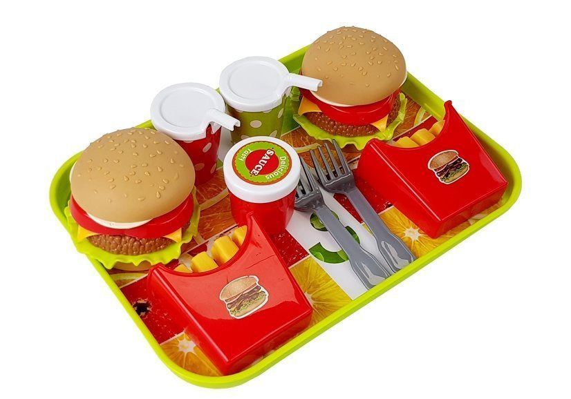 Set Hamburgera i pomfrita sa pladnjom - crveni