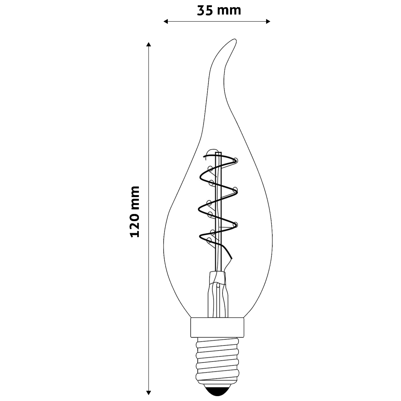 Avide Žarulja,LED 3W,E14,2700K,230V AC,topla bijela svjetlost - Soft Filament Candle Flame 3W E14