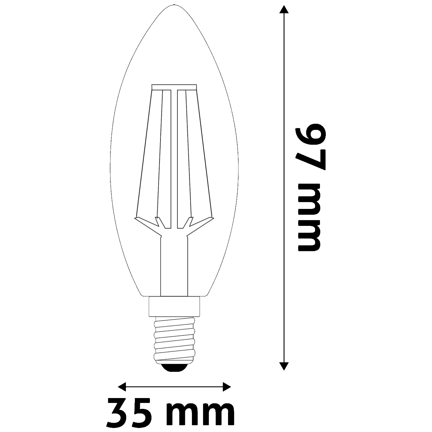 Avide Žarulja, LED 4.5W, E14, 4000K, 230V AC, bijela svjetlost - White Filament Candle 4.5W E14