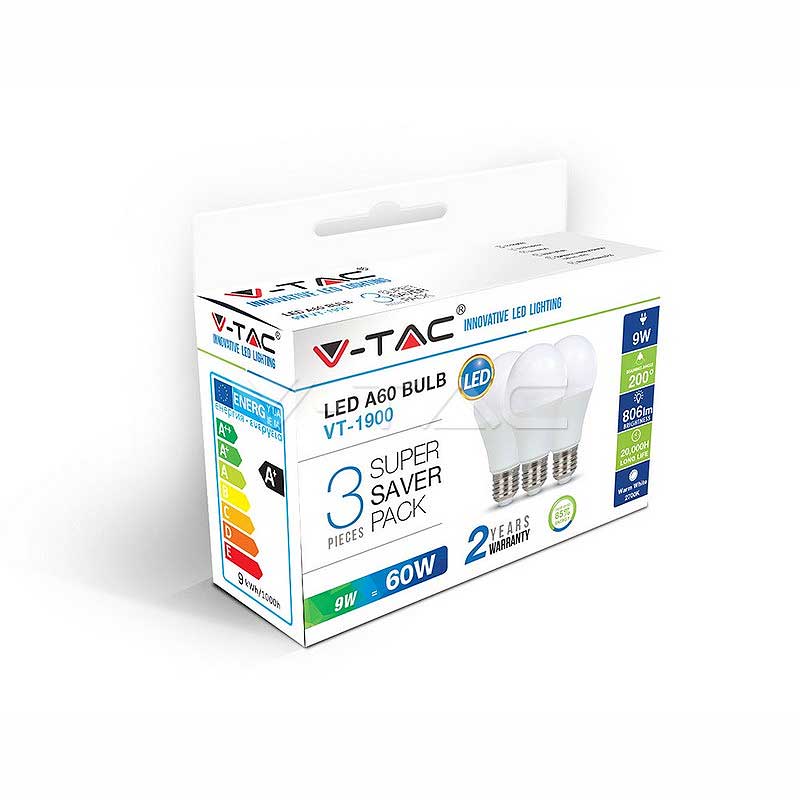 LED Žarulja 9W E27 4000K 3 komada