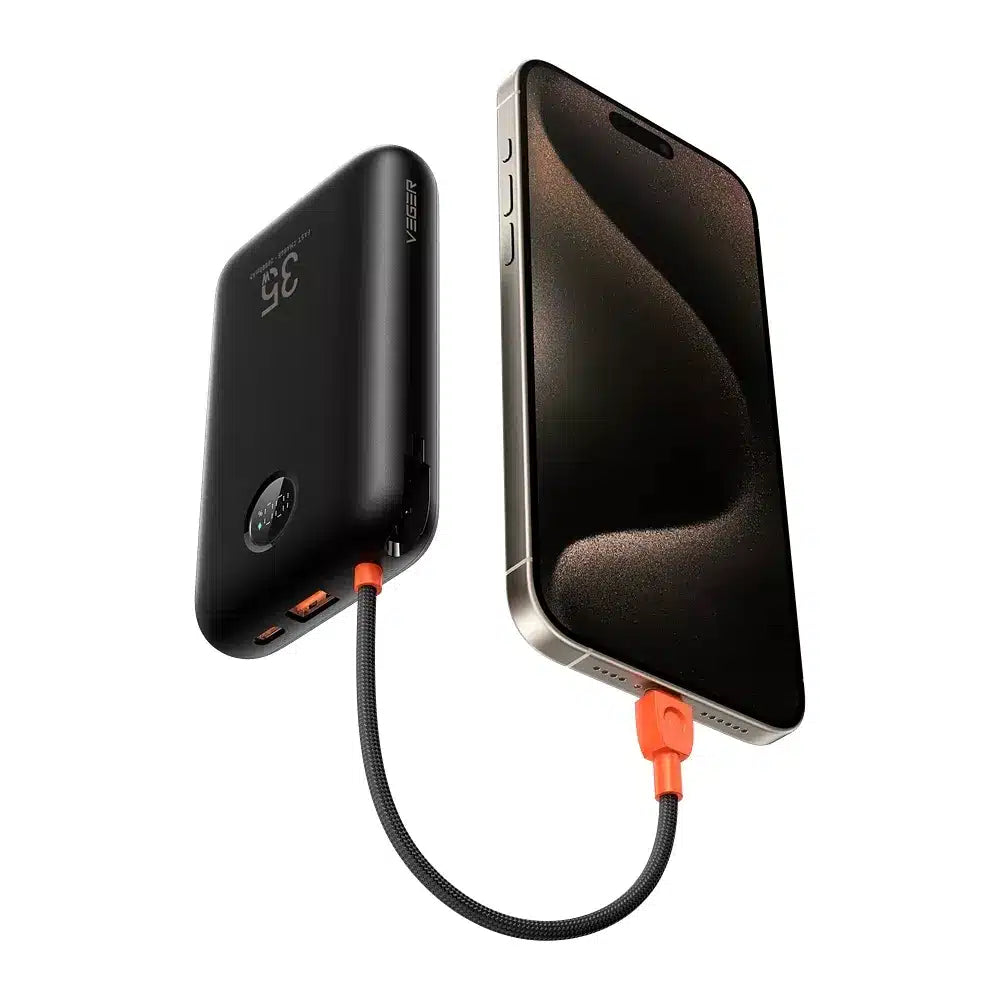 VEGER powerbank 20000 mAh s ugrađenim kabelima Type C / Lightning PD QC3.0 35W K2 (W2068) crni