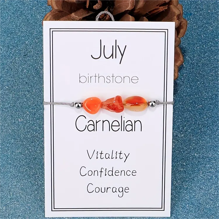 Narukvica s mjesečevim kamenom - Srpanj / Karneol KP38764