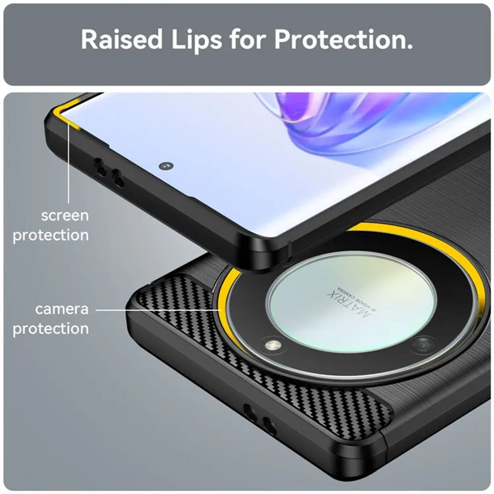 Techsuit Carbon Silicone maska za Honor Magic 6 Lite – crna