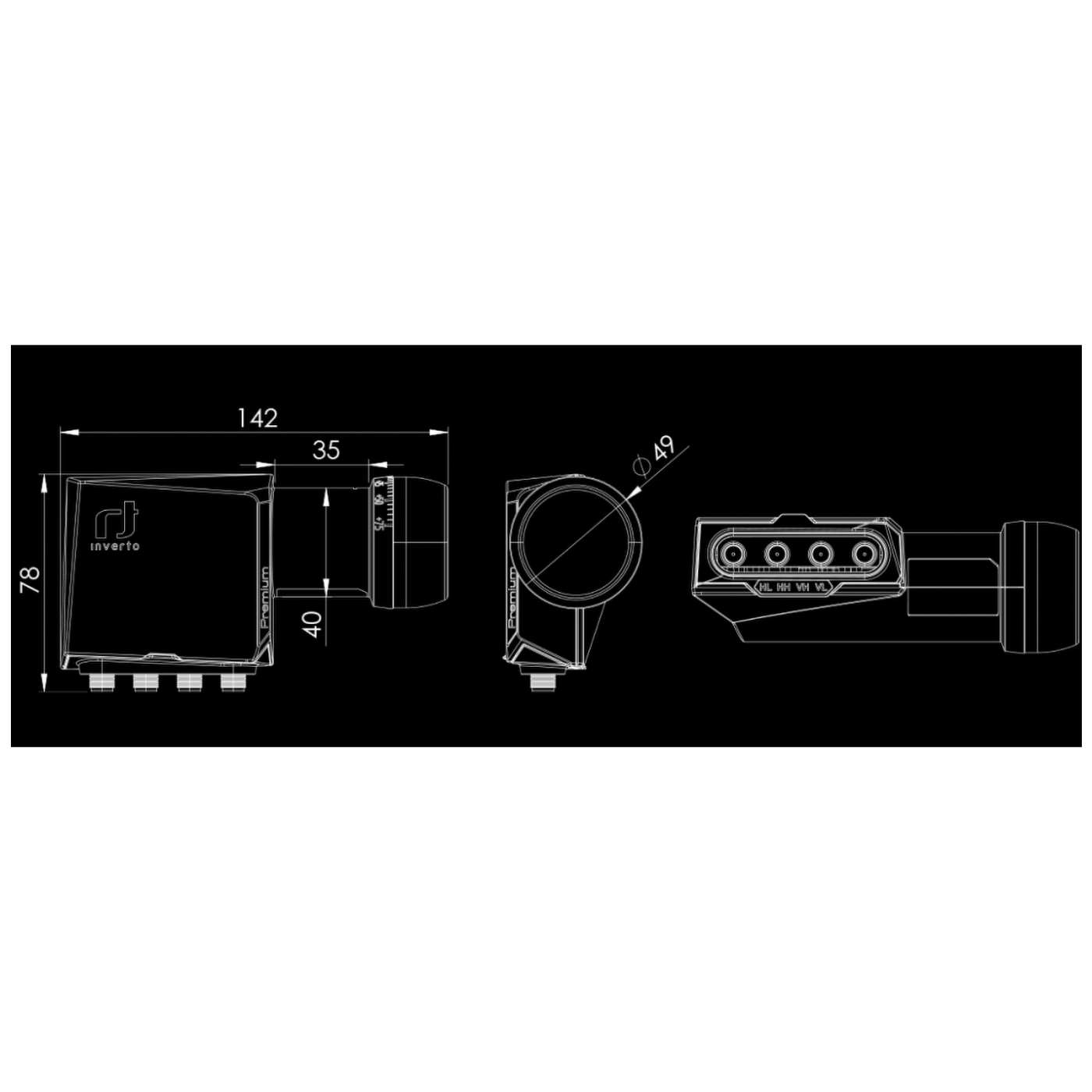 Inverto LNB Quattro, šum 0,2 dB, DVB-S2 ( HD - UHD ) - IDLP-QTL410-PREMU-OPN