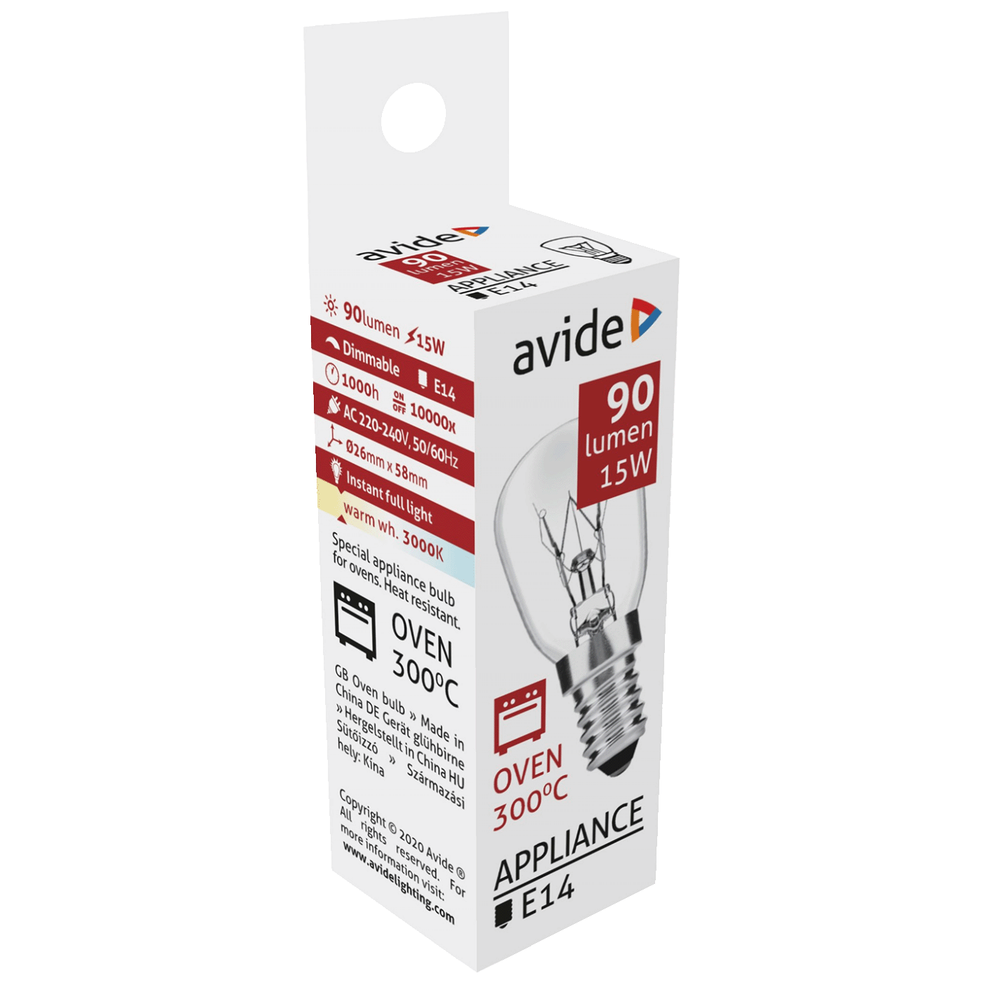 Avide Žarulja za pećnicu, 15W, E14, 3000K, 300 °C, IP20 - Oven 300 °C bulb 15W E14