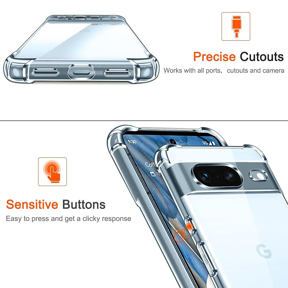 Techsuit Shockproof Clear Silicone prozirna maskica otporna na udarce za Google Pixel 8a