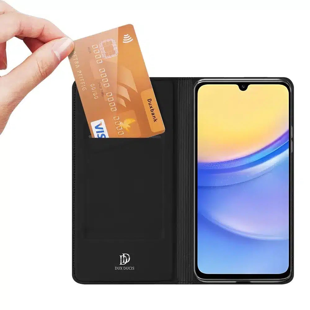 DUX DUCIS Skin Pro – glatka kožna preklopna maska za Samsung Galaxy A16 5G crna