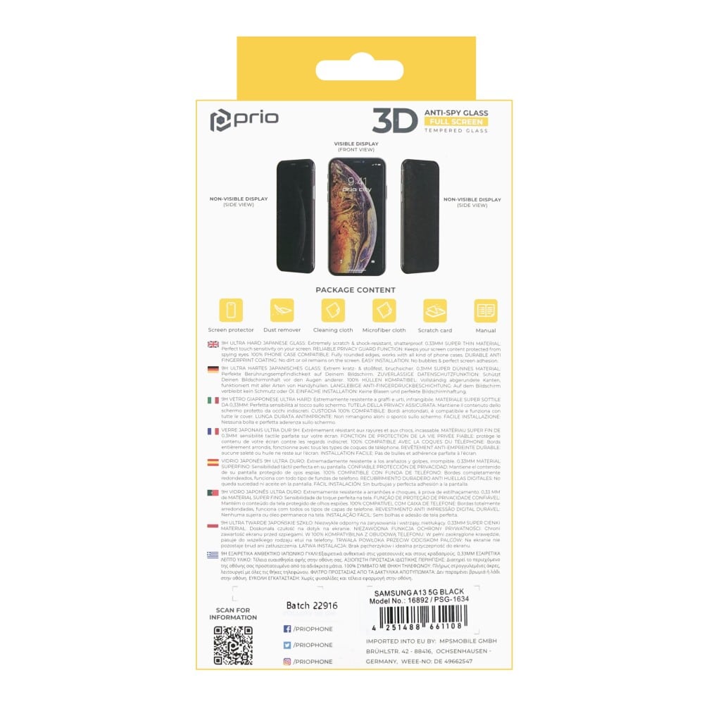 Prio 3D Anti-Spy kaljeno staklo za Samsung A13 5G crno