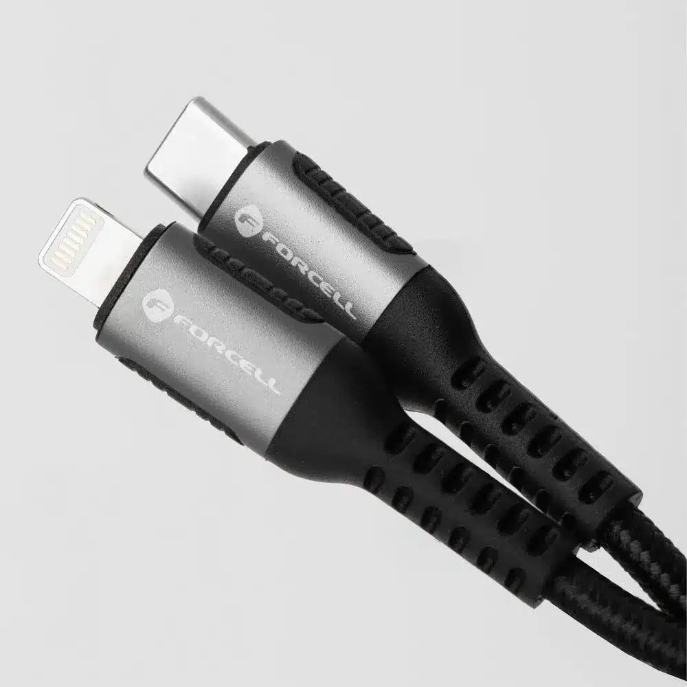 USB C na Lightning kabel Forcell F-Energy PD 3A 27W Cafule 50 cm - crni