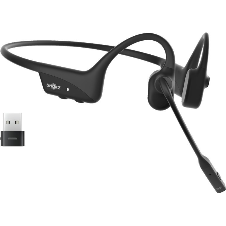 SHOKZ C120-AC-BK naglavne slušalice i slušalice s ugrađenim mikrofonom Bežično Kačenje na uho Ured / pozivni centar USB Tip-C Bluetooth Crno