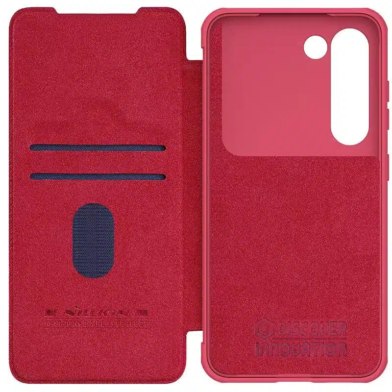 Nillkin Qin Leather Pro preklopna maska sa štitnikom za kameru za Samsung Galaxy S23 – crvena