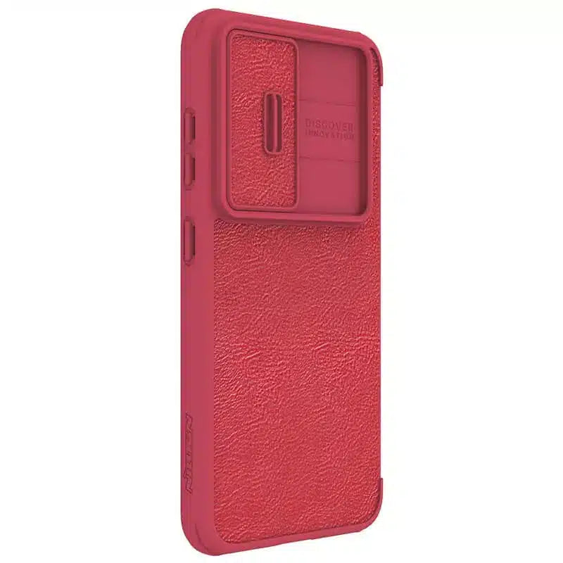 Nillkin Qin Leather Pro preklopna maska sa štitnikom za kameru za Samsung Galaxy S23 – crvena